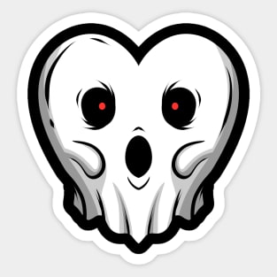 Heart Shaped Ghost With Glowing Eyes On Halloween Sticker